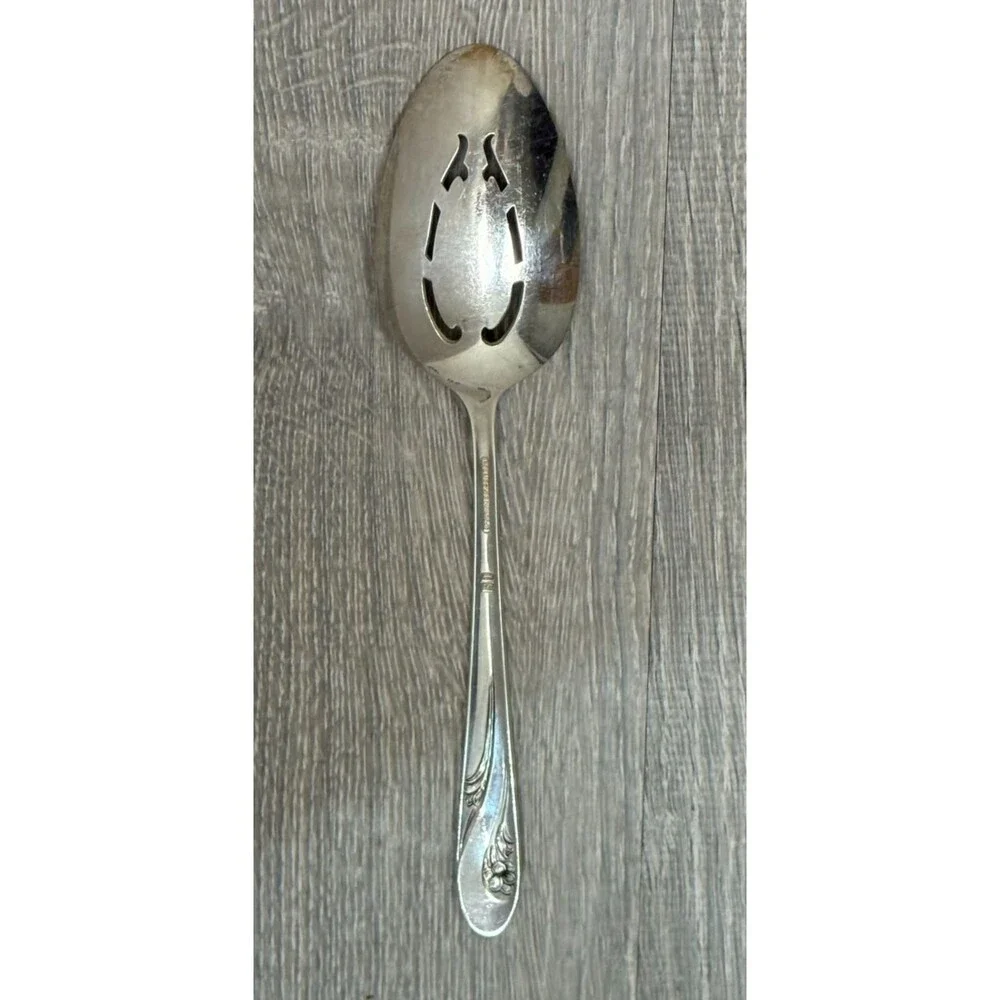 Holmes & Edwards IS‎ Romance Slotted Serving Spoon Vintage Silverplate USA Made